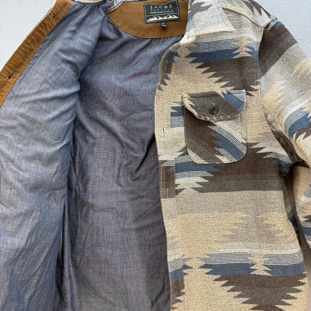 Jachs New York Shacket Men's M Brown Blue Tan Aztec 10% Wool Southwestern EUC - Picture 3 of 16